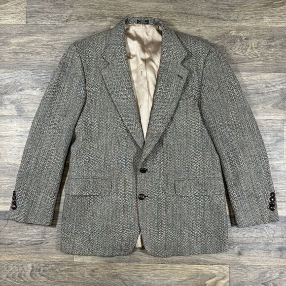 HARRIS TWEED Mens Blazer Sport Coat Casual Jacket Size 42R Wool Suit VINTAGE
